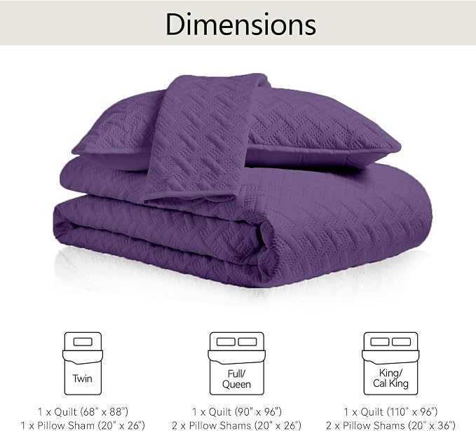 FLYMME Quilts King Size, Lightweight Purple Bedspreads, Basket Weave Pattern - Image 7