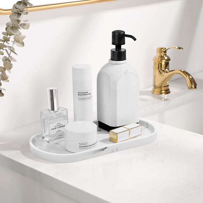 Luxspire Bathroom Vanity Tray, Handmade Resin Kitchen Tray, Oval Toilet Tank - Image 6