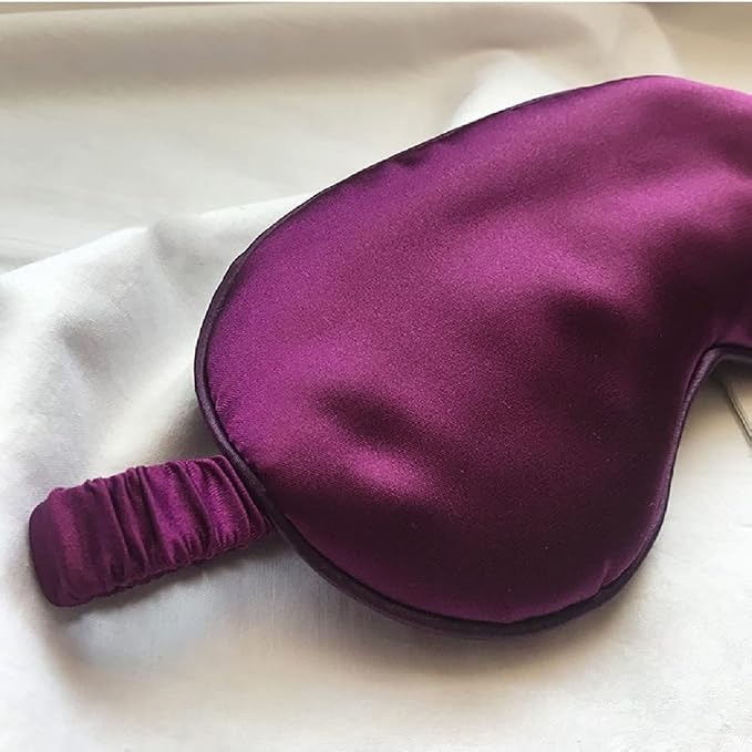 Silk Satin Sleeping Eye Mask, Dark Purple Sleep Eye Mask Night Blindfold - Image 6