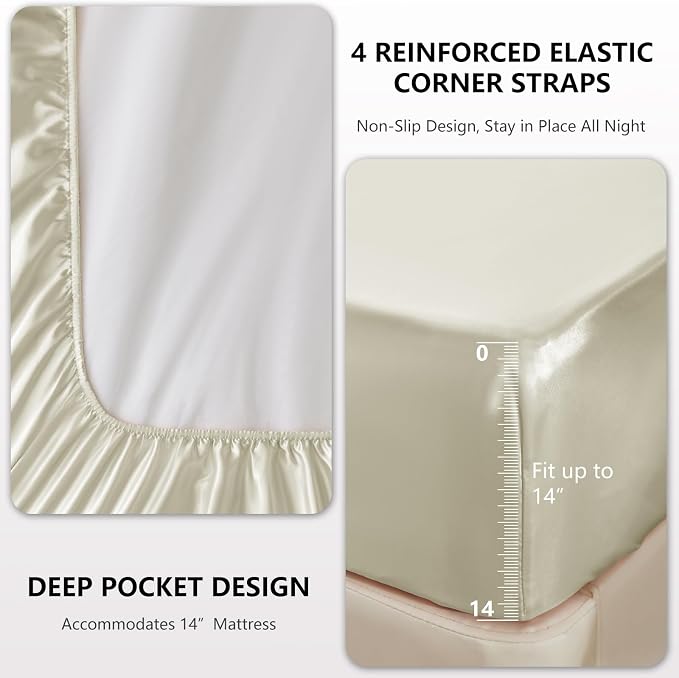 CozyLux Satin Sheets King Size Sheet Set - Image 4