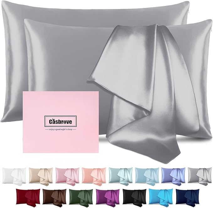 Silk Pillow Cases 2 Pack Mulberry Silk Pillowcases Soft Breathable Both Sided by Casbrove