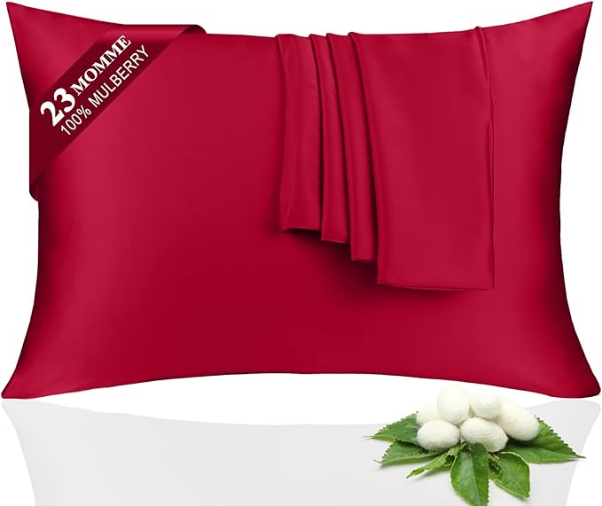 100% Silk Pillowcase 2 Pack for Hair and Skin, Both Sides 23 Momme Grade 6A+ by Unknown