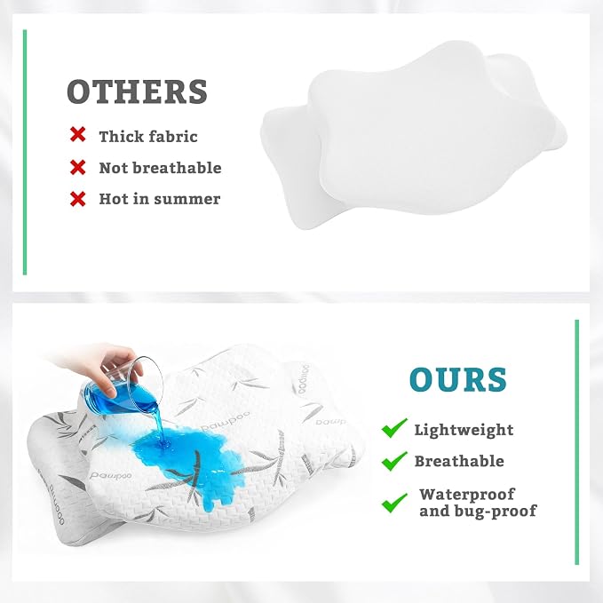Hahafelt Cooling Cervical Pillowcase Waterproof Bamboo Neck Pillow Case - Image 3