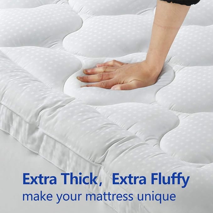 EASELAND Full Size Mattress Topper Pillow Top Mattress Cover Quilted Fitted - Image 4
