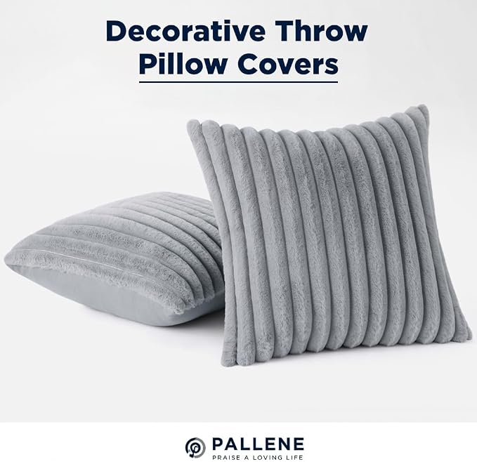Pallene Faux Fur Plush Throw Pillow Covers 22x22 Set of 2, Luxury Soft Fluffy - Image 9