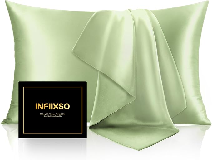 INFIIXSO Mulberry Silk Pillow Cases King Size Set of 2, Silk Pillowcase by INFIIXSO