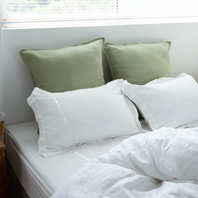 Simple&Opulence 100% Washed Linen Euro Shams 26'' x 26'' Pack of 2, Basic Style - Image 6