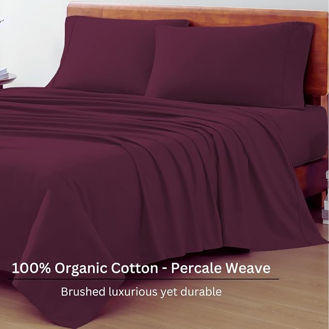 LANE LINEN 100% Organic Cotton Eco Friendly Full Size Bed Sheets, Mercerized - Image 3