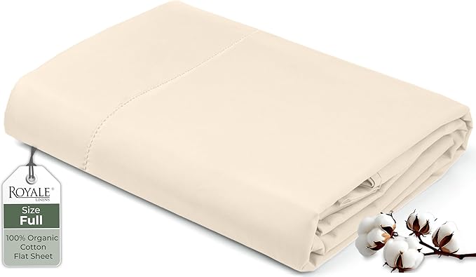 Royale Linens 100% Organic Cotton Full Flat Sheet Only by ROYALELINENS