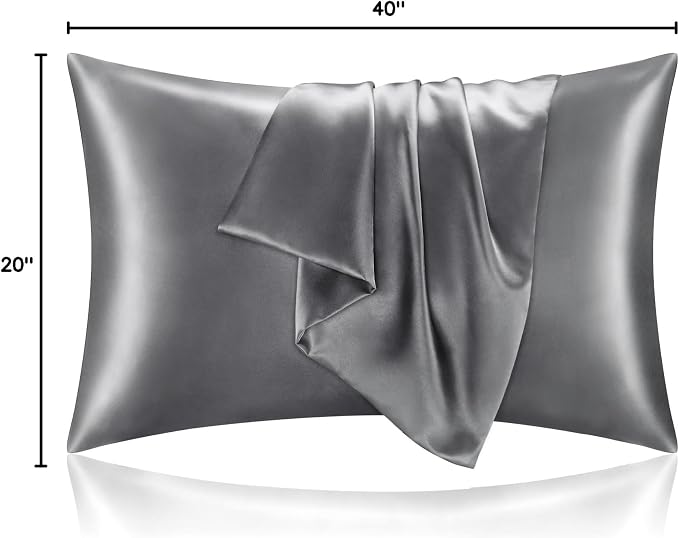 BEDELITE Satin Pillowcase with Zipper, Dark Grey King Size Pillow Cases Set of 2 - Image 7