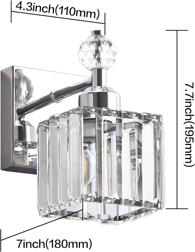 PRESDE 1-Light Bathroom Vanity Light, Modern Chrome Wall Sconce - Image 4