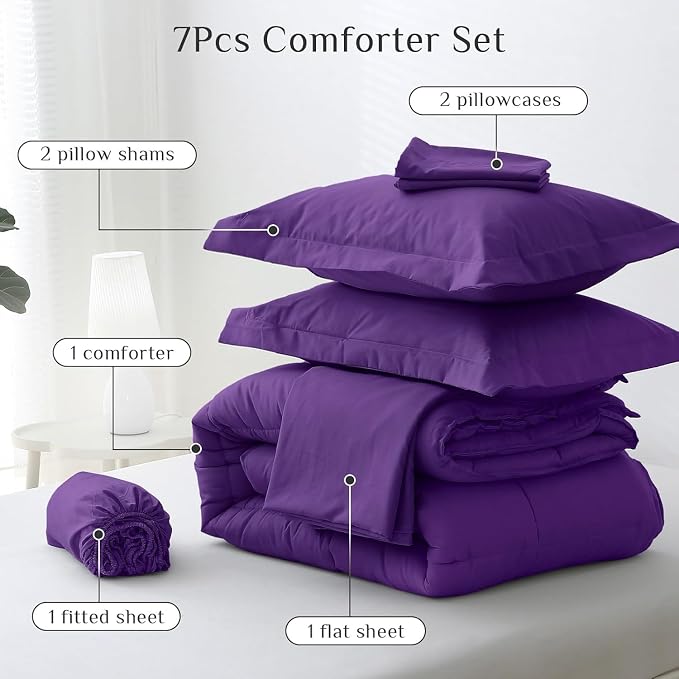 JOLLYVOGUE Full Comforter Set, Ultra-Soft Bed in a Bag Full Size 7 Pieces - Image 5