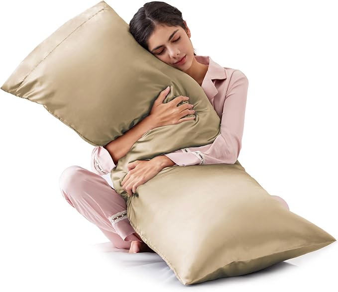 Love's cabin Satin Body Pillowcase 20x54, Cooling Pillow Cover by Lovescabin