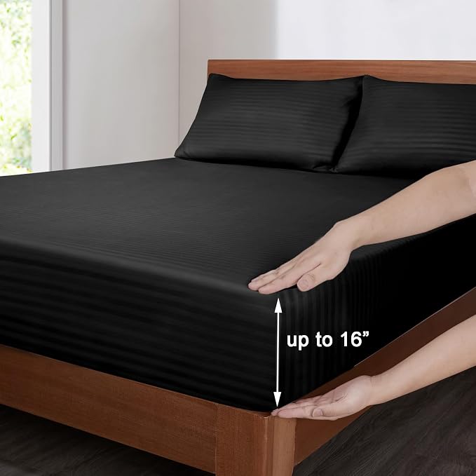Mejoroom Striped Full Size Sheets – Extra Soft Full Size Bed Sheets - Image 3