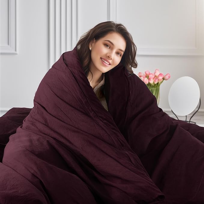 NEXHOME PRO Duvet Cover Set Kids Twin Size Linen Look Textured Organic Natural - Image 5