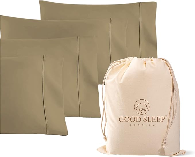1000 TC Taupe King Pillowcases Set of 4 100% Egyptian Cotton Pillow Cases by GoodSleepBedding