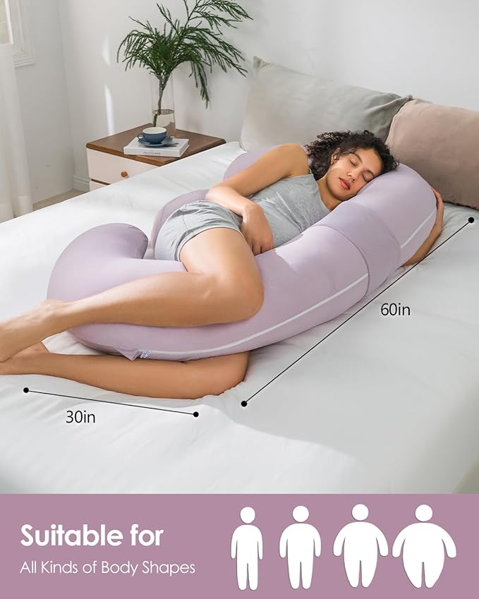 QUEEN ROSE Cooling Pregnancy Pillows, E Shaped Full Body Pillow - Image 7