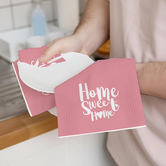 2PCS Pink Heart Love Home Sweet Home Valentine's Kitchen Towels, Valentines Day - Image 3