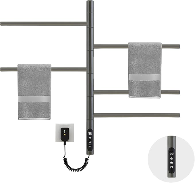 Electric Towel Warmer, 5-Bar Rotating Heated Towel Rack, 2-3 Minutes to by SEHAUSEU