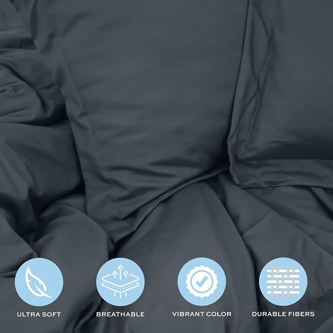 White Classic Grey Duvet Cover King Size, Microfiber Duvet Cover - Image 4