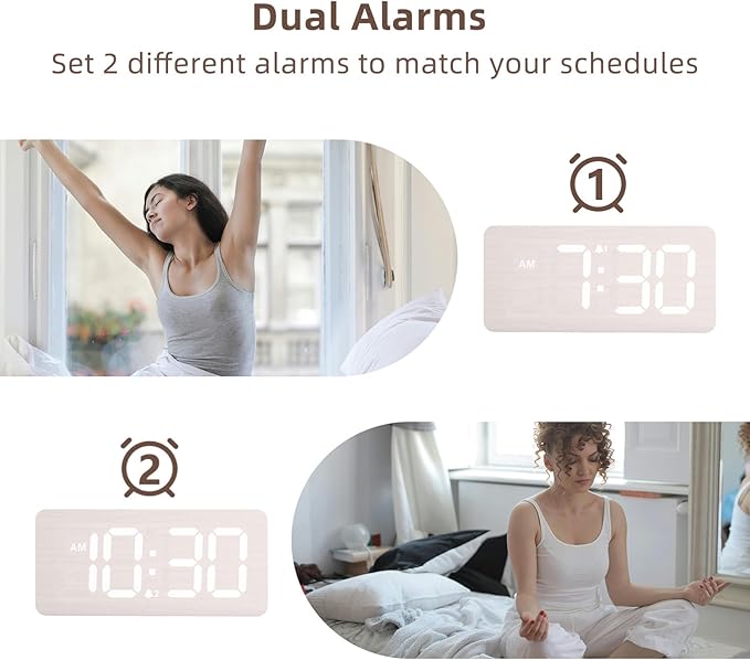 uscce Wooden Digital Alarm Clocks - Image 5