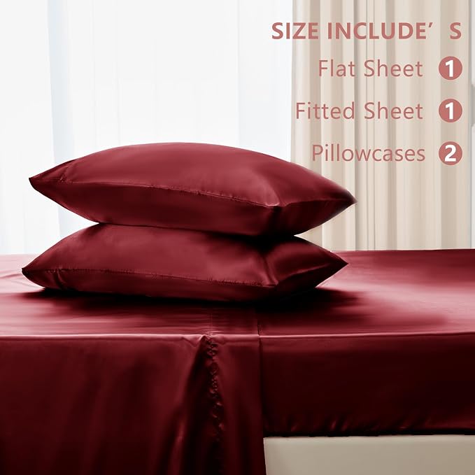 CozyLux Satin Sheets Queen Size Bed Set - Image 6
