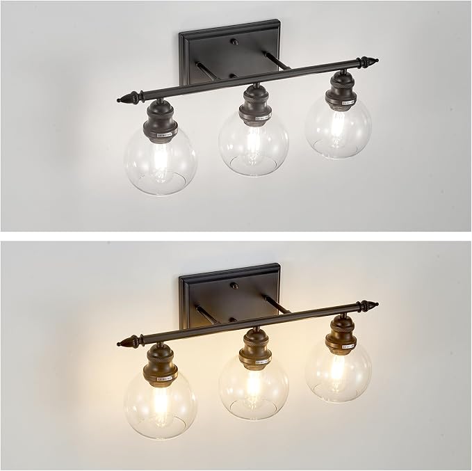 3-Light Bathroom Light Fixtures Matte Black Vanity Light Over Mirror Modern - Image 9