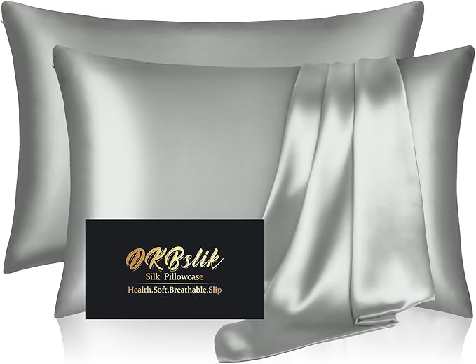 Silk Pillowcase 2 Pack, Natural Mulberry Silk Pillow Cases, Anti Acne Silk by HOME