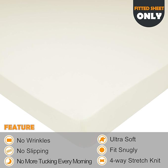 Soft Stretch Full Size Fitted Sheet Only - Image 2