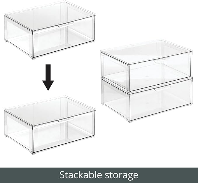 mDesign Plastic Stackable Bathroom Storage Organizer Bin Containers - Image 4