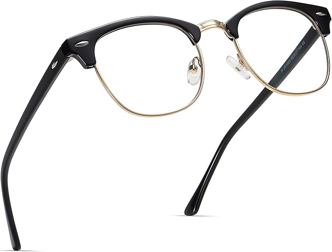 Blue Light Blocking Glasses Vintage Half Frame UV Clear Lens Anti Eyestrain by AOMASTE