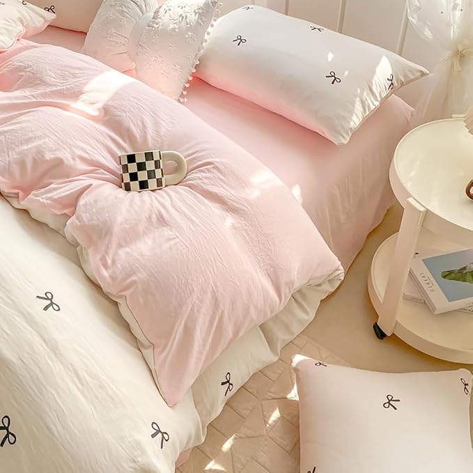 Nayoroom Bow Duvet Cover Queen Size Reversible Pink Coquette Duvet Cover 3 - Image 6