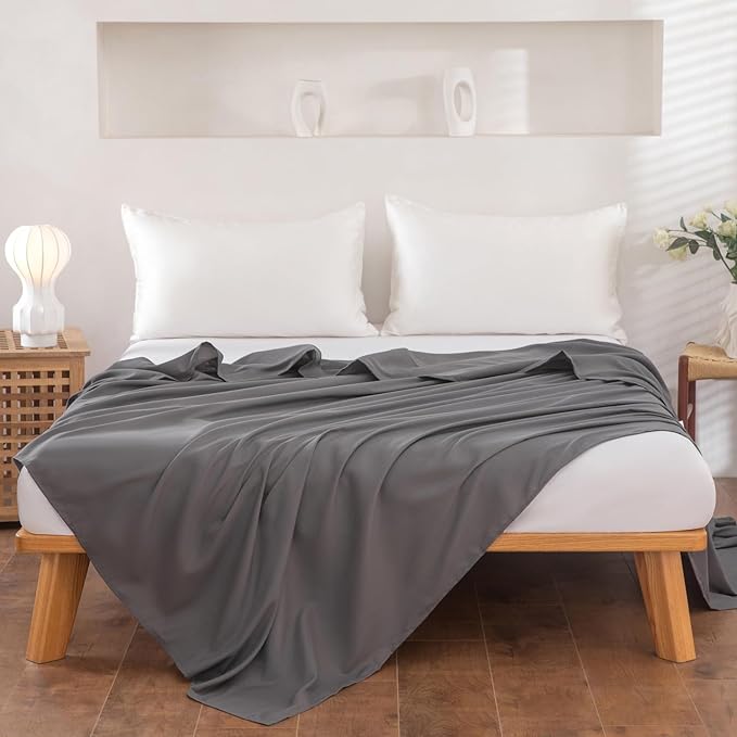 Queen Flat Sheet Only， 90x102Inch Dark Gray - Image 2