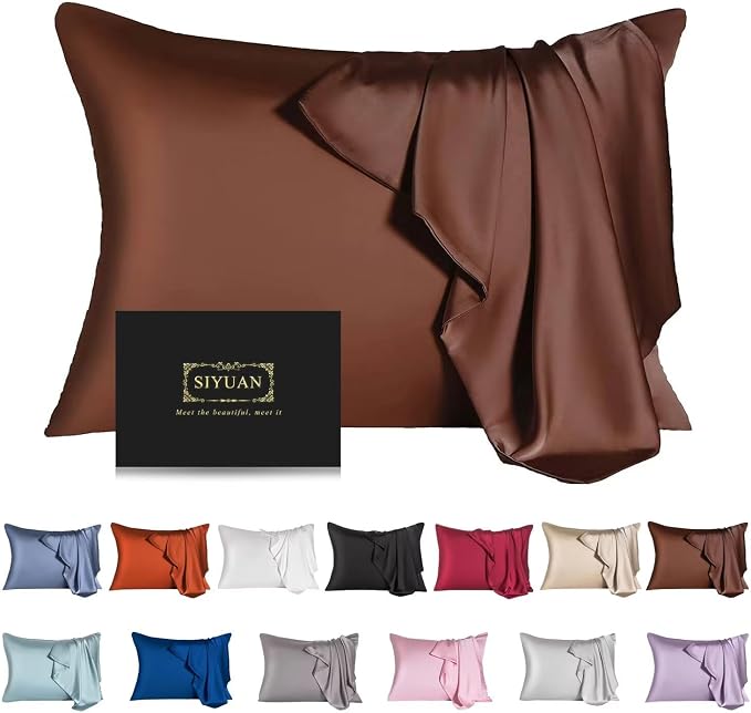Mulberry Silk Pillowcase for Hair and Skin, Standard Size Cooling Silk Pillow by SIYUAN