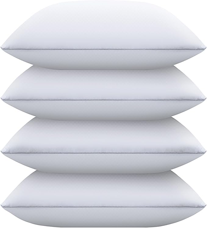 Piwaal Bed Pillows for Sleeping Standard Size Set of 4, Down Alternative Filling by Home