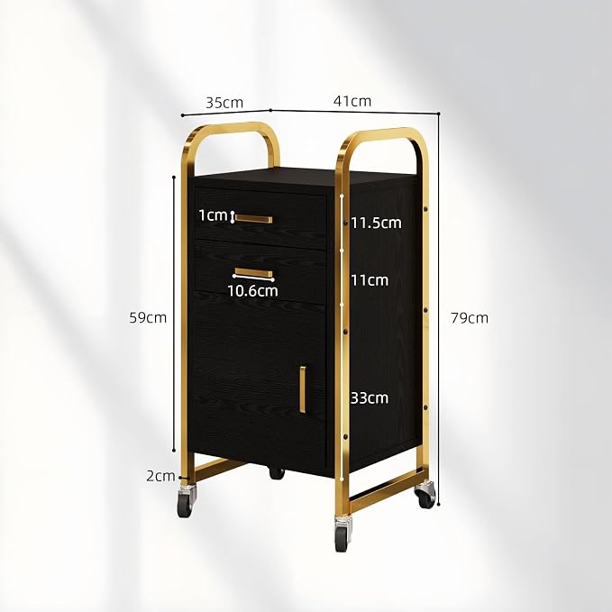 4ever2buy Black and Gold Salon Trolley Cart - Image 2