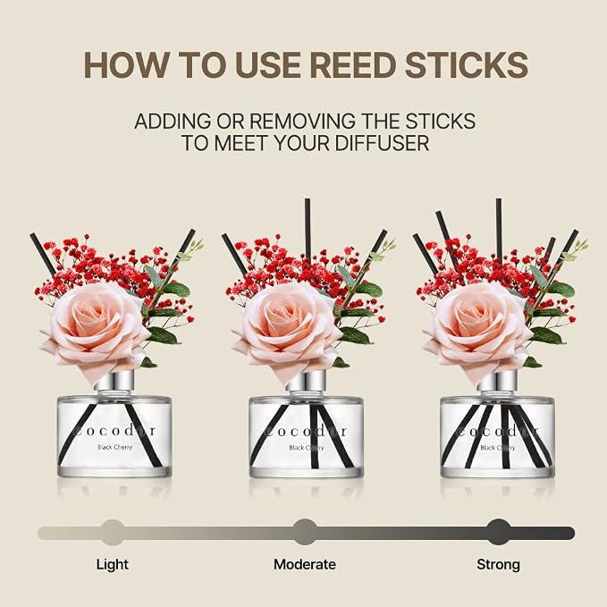 COCODOR Rose Flower Reed Diffuser/Black Cherry/6.7oz/1 Pack/Reed Diffuser - Image 4