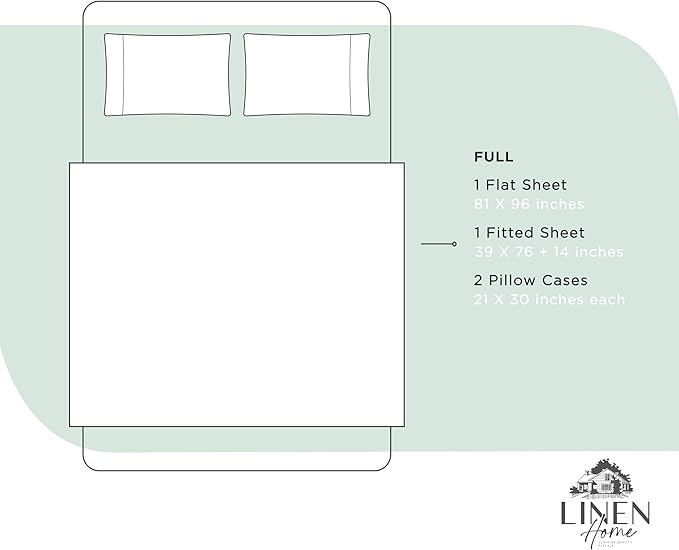 Linen Home 100% Cotton Percale Sheets Full Size, Pastel Turk, Deep Pocket - Image 6