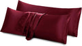 Aormenzy Satin Body Pillow Cover Set of 2, 20x54 Inches Burgundy Body Pillow by Aormenzy