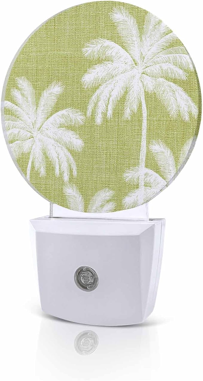 Night Lights Auto Sensor Tropical Palm Trees Night Light Lemon Yellow Linen by Home+L6