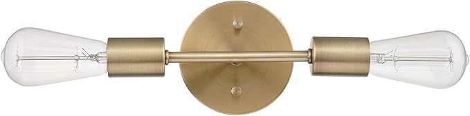 Globe Electric 2-Light Vanity Light, Matte Brass, Open Socket, Horizontal by GlobeElectric