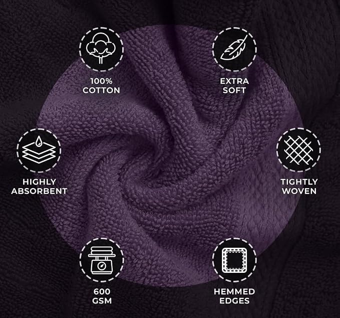 Avalon Towels Bath Plum Bath Towles of 4 pcs, 100% Cotton Towel Absorbent and - Image 6
