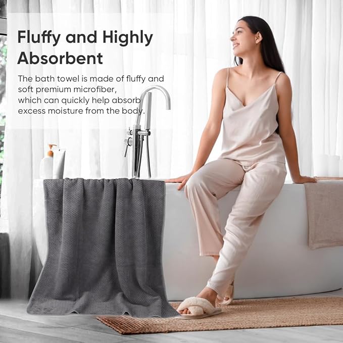 HOMEXCEL Bath Towel Set Pack of 4, 30 x 60 Inches Large Microfiber Bath Towels - Image 4