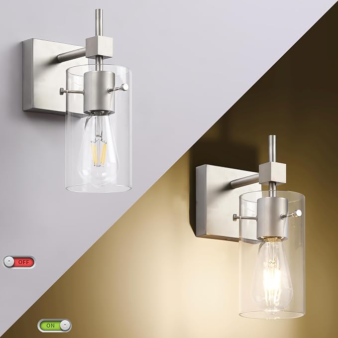 SOLFART 1 Light Vintage Vanity Light Brushed Nickel Bathroom Light Fixture Over - Image 5