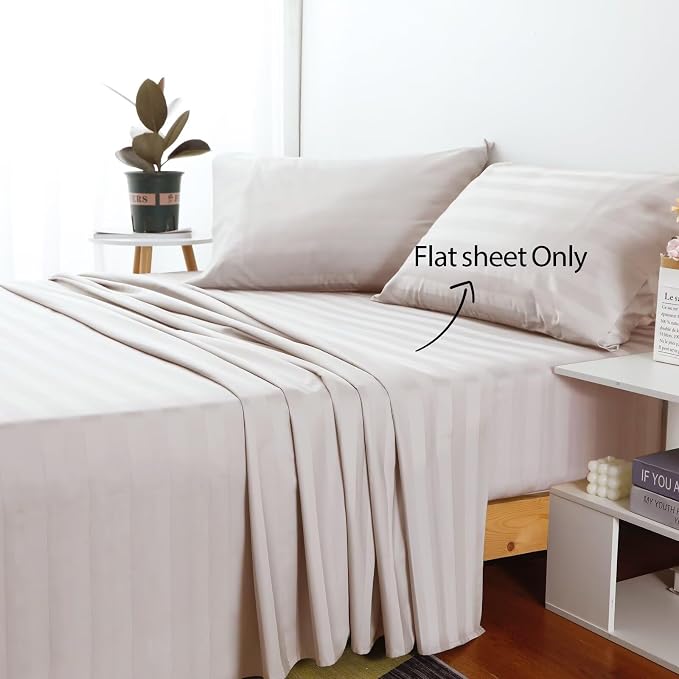 2-Pack Cotton Queen Flat Sheet Only, 600 Thread Count 100% Egyptian Cotton Top - Image 2
