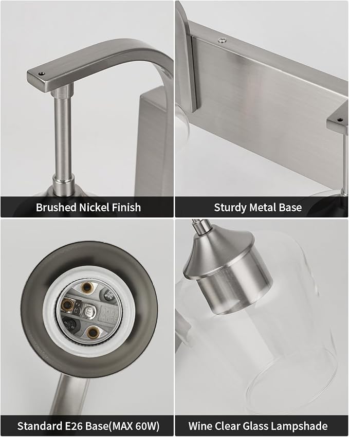 Brushed Nickel Bathroom Light Fixtures Bathroom Vanity Light - Image 4