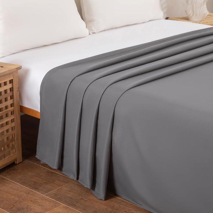 Twin Flat Sheet Only，66x96Inch Dark Gray - Image 3