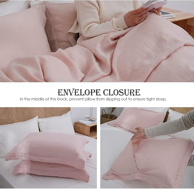 Simple&Opulence 100% Linen Duvet Cover Set 2pcs Basic Style Natural French - Image 4