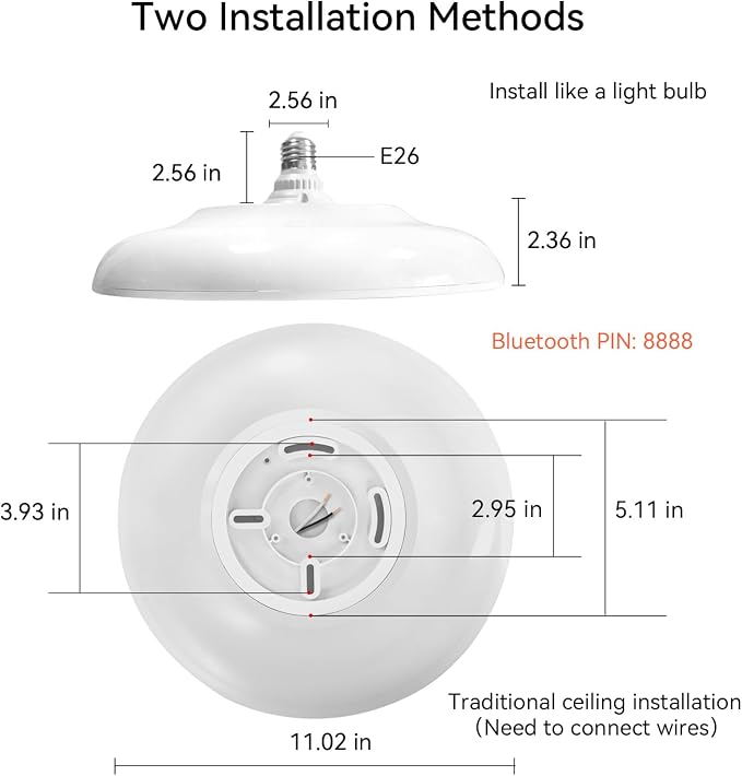 Smart Waterproof LED Flush Mount Ceiling Light Fixture, - Image 4
