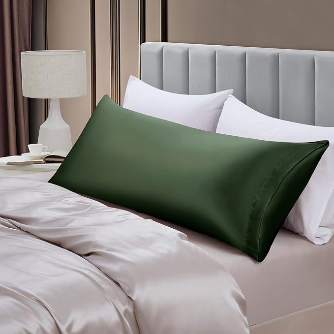 Aormenzy Satin Body Pillow Cover Set of 2, 20x54 Inches Woodland Green Body - Image 3